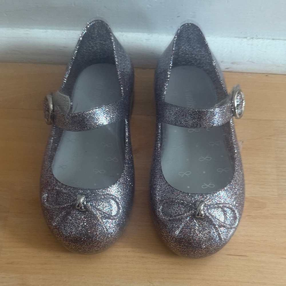 Mini Melissa Sparkly Silver Mary Jane Shoes